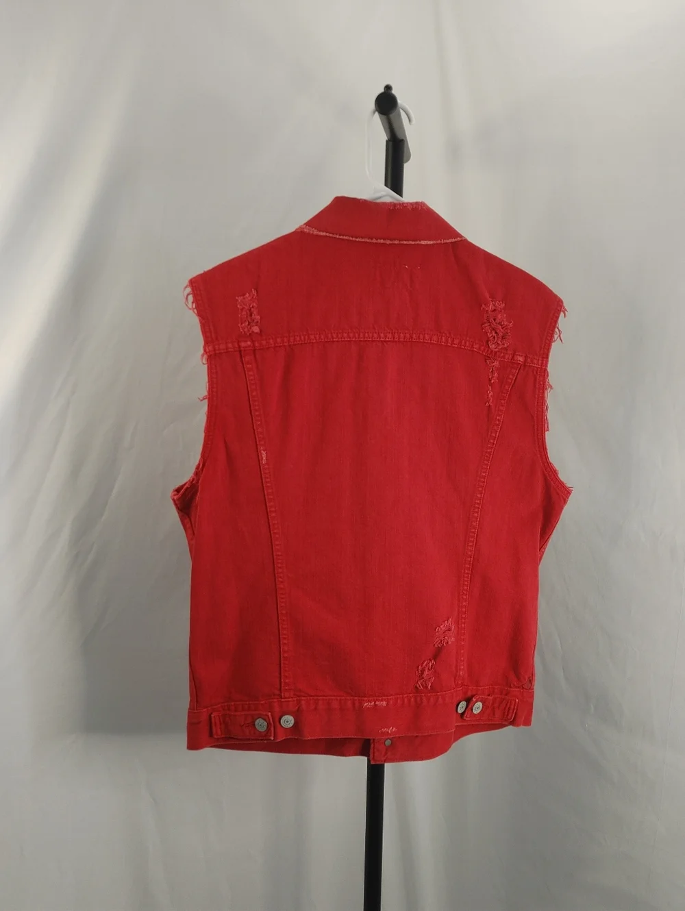 Denim & Supply Ralph Lauren Red Distressed Denim Vest Sleeveless Medium M - Picture 10 of 15